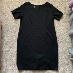 Talbots Women’s Short Sleeve Basic Black Dress Thick Sheath Stretch Size 16W
